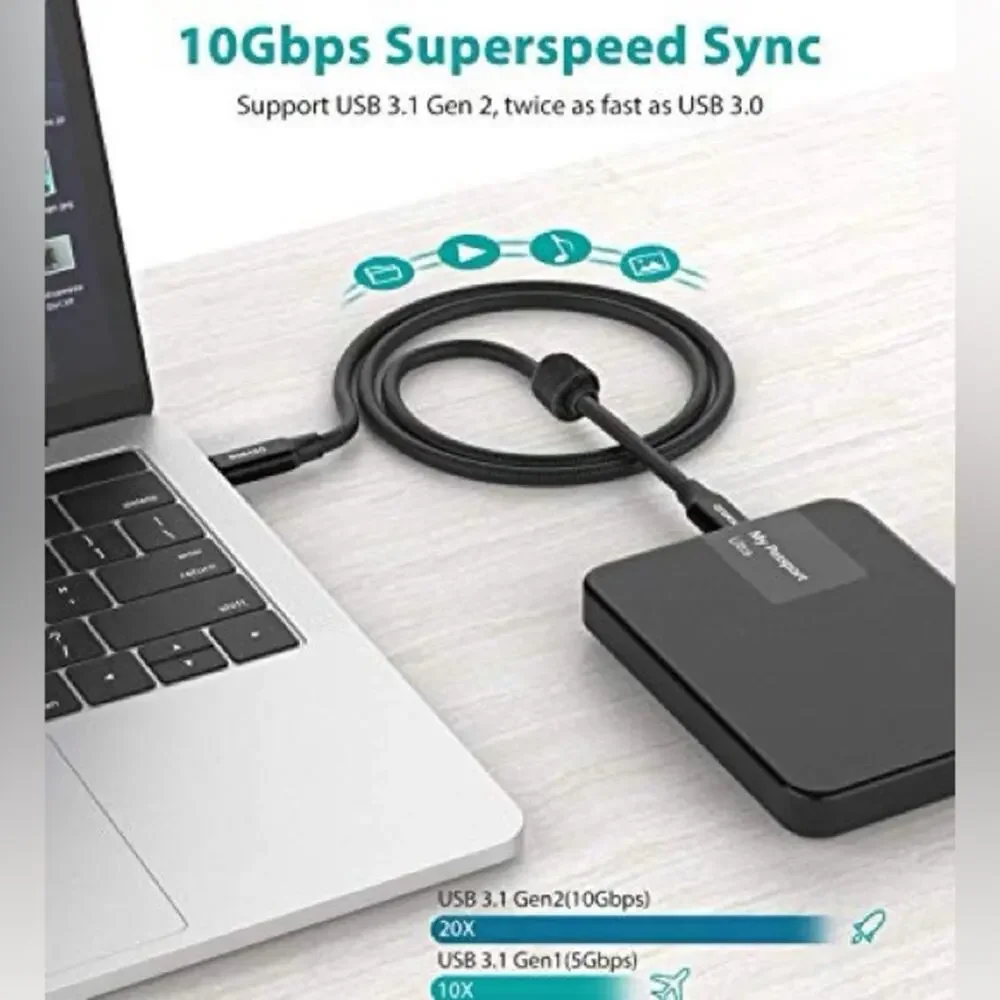 NEW NIMASON Black Apple Compatible USB C to USB Charging Data Transfer Cable Box